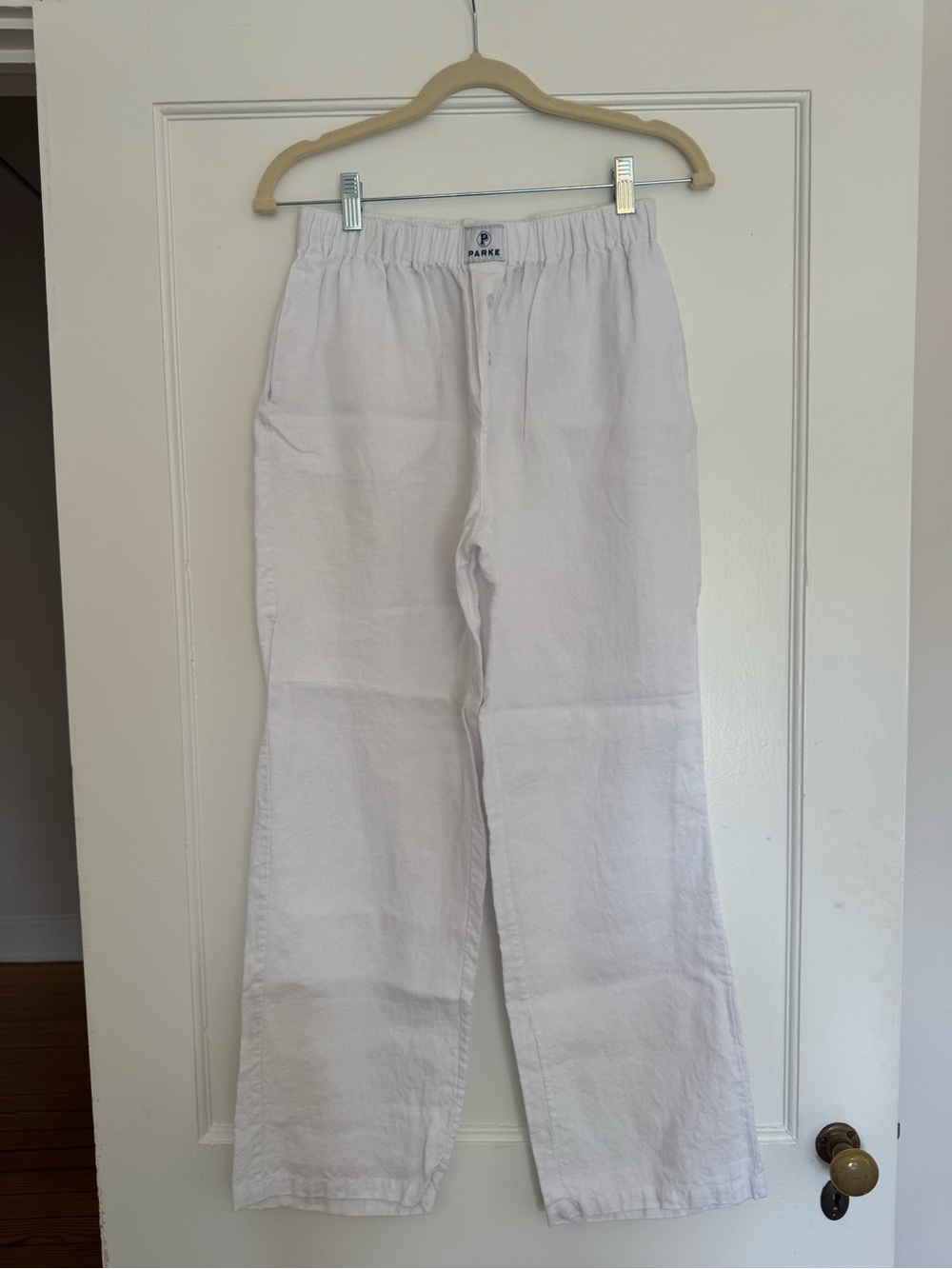 Parke Linen Boxer Pants - Size S - White